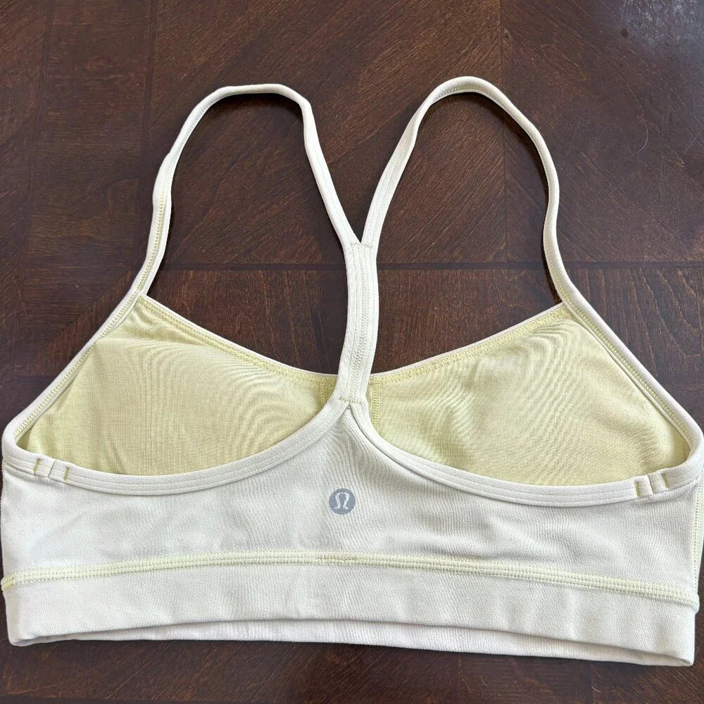 Lululemon Flow Y Sports Bra Size 8 Sheer Lemon Yoga Gym Activewear